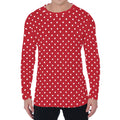 Red And White Christmas Dots Print Men's Long Sleeve T-Shirt