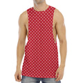 Red And White Christmas Dots Print Men's Muscle Tank Top