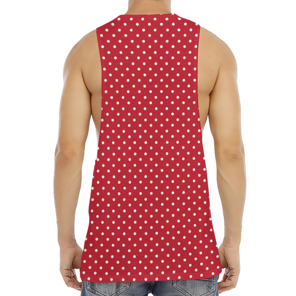Red And White Christmas Dots Print Men's Muscle Tank Top