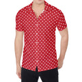 Red And White Christmas Dots Print Men's Shirt