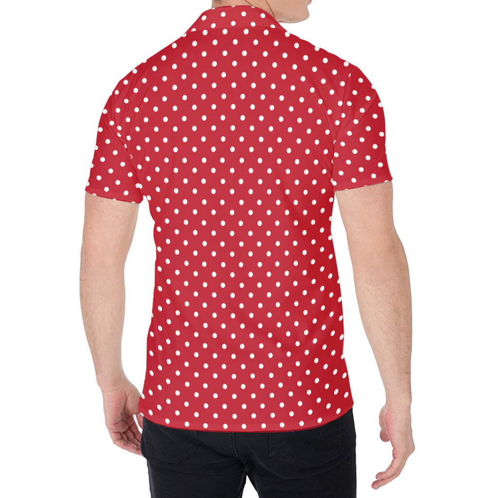 Red And White Christmas Dots Print Men's Shirt