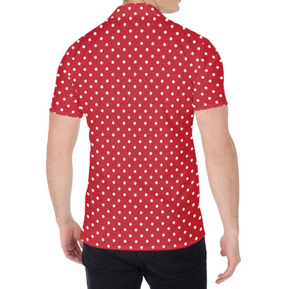 Red And White Christmas Dots Print Men's Shirt
