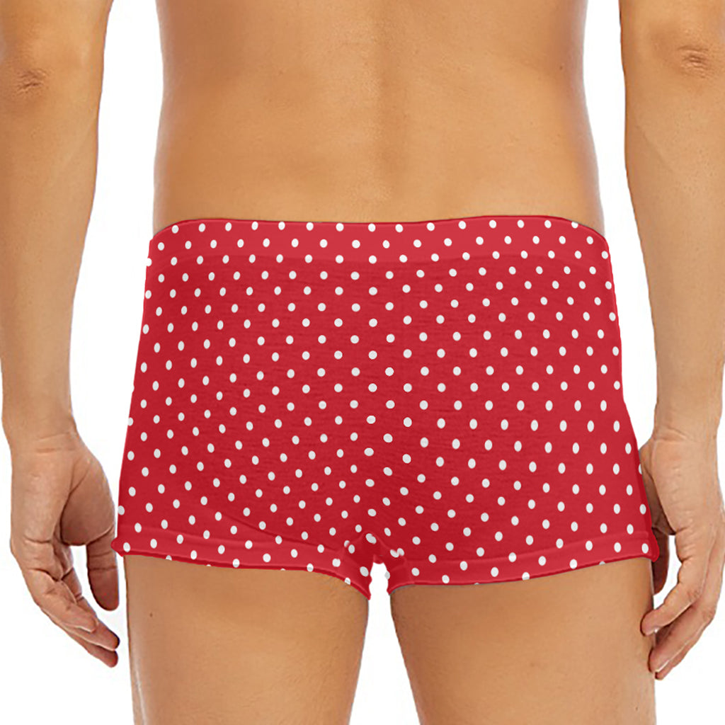 Red And White Christmas Dots Print Men's Short Boxer Briefs