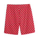 Red And White Christmas Dots Print Men's Sports Shorts