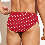 Red And White Christmas Dots Print Men's Swim Briefs