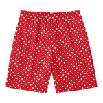 Red And White Christmas Dots Print Men's Swim Trunks