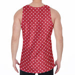 Red And White Christmas Dots Print Men's Velvet Tank Top