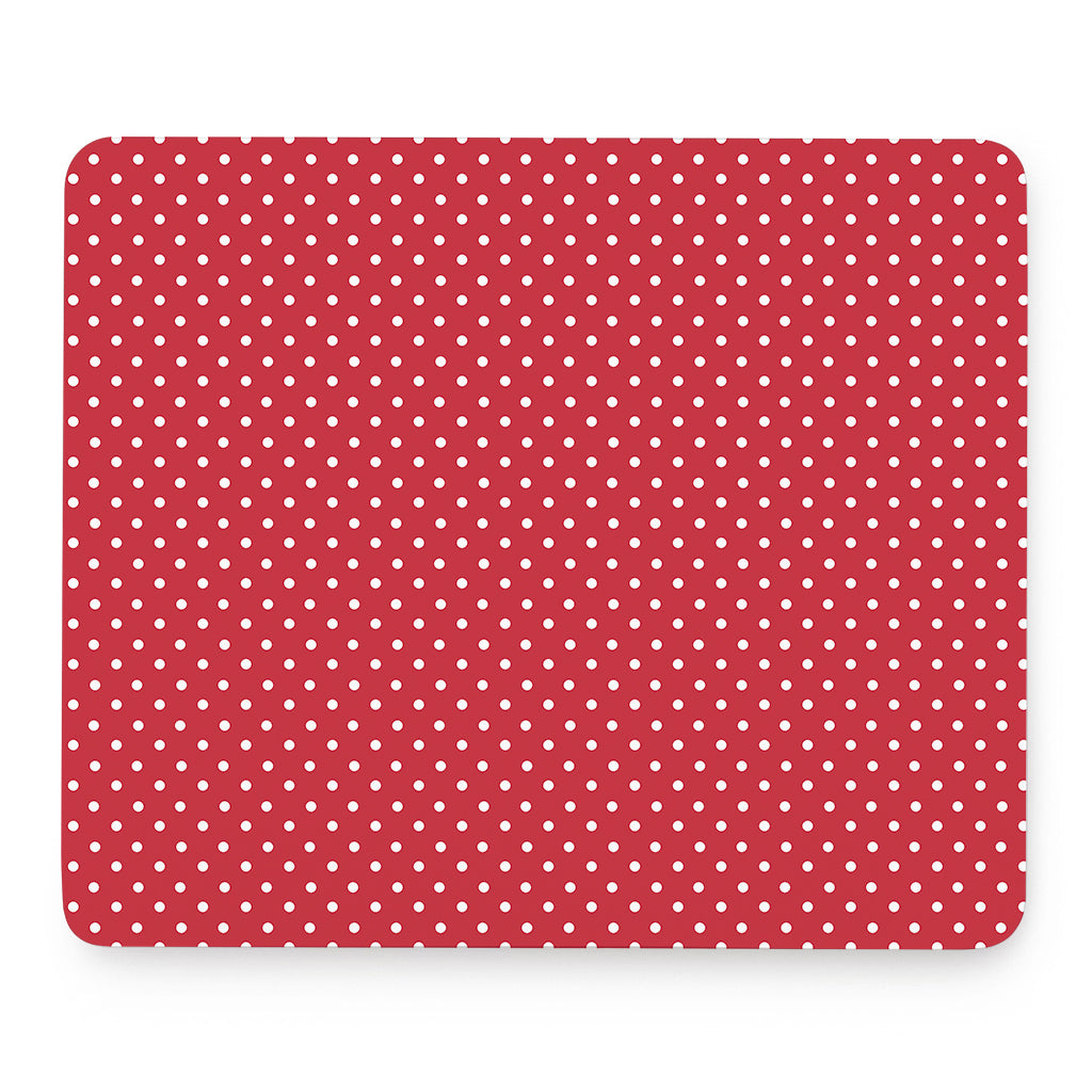 Red And White Christmas Dots Print Mouse Pad