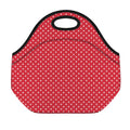 Red And White Christmas Dots Print Neoprene Lunch Bag