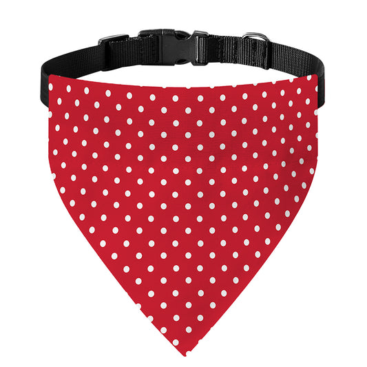 Red And White Christmas Dots Print Over The Collar Dog Bandana