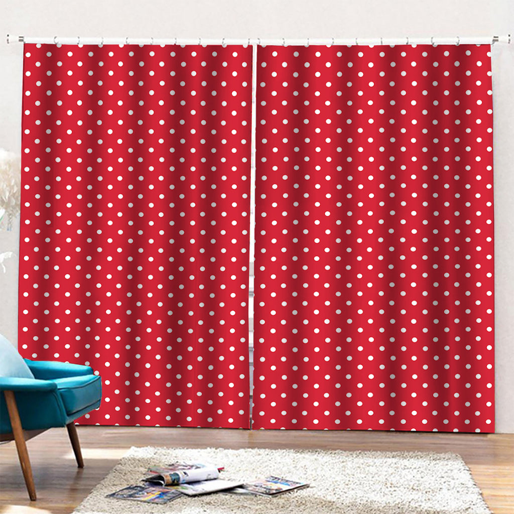 Red And White Christmas Dots Print Pencil Pleat Curtains