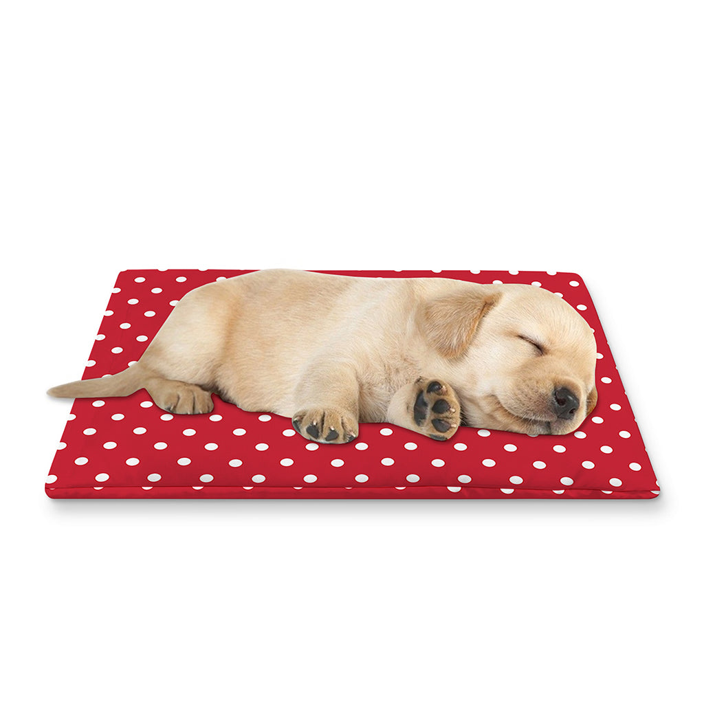 Red And White Christmas Dots Print Pet Cooling Mat Cover