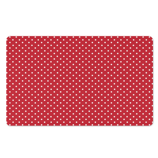 Red And White Christmas Dots Print Polyester Doormat