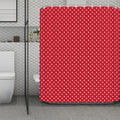 Red And White Christmas Dots Print Polyester Shower Curtain