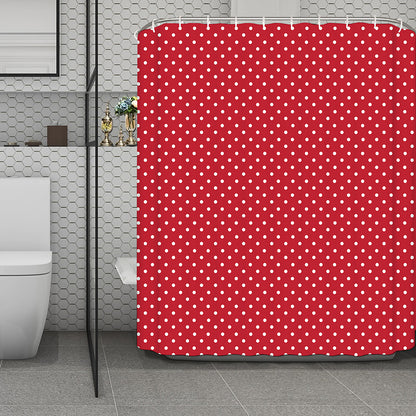 Red And White Christmas Dots Print Polyester Shower Curtain