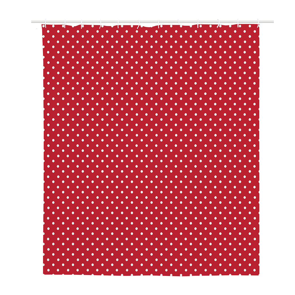 Red And White Christmas Dots Print Polyester Shower Curtain