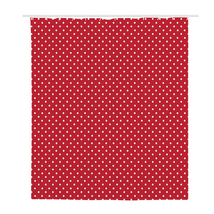 Red And White Christmas Dots Print Polyester Shower Curtain