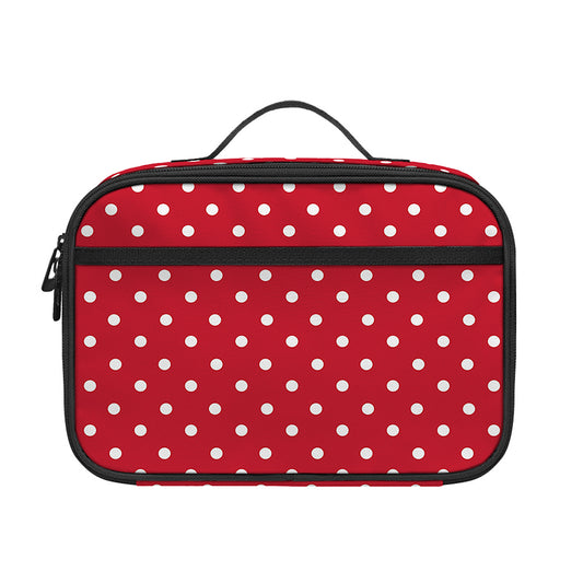 Red And White Christmas Dots Print Portable Lunch Bag