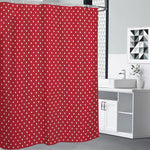 Red And White Christmas Dots Print Premium Shower Curtain