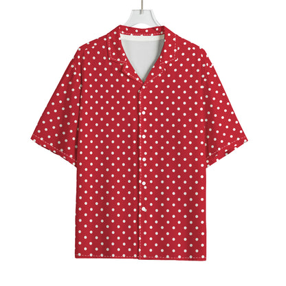 Red And White Christmas Dots Print Rayon Hawaiian Shirt