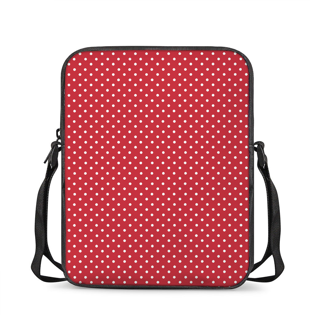 Red And White Christmas Dots Print Rectangular Crossbody Bag