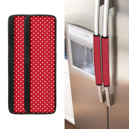 Red And White Christmas Dots Print Refrigerator Handle Covers