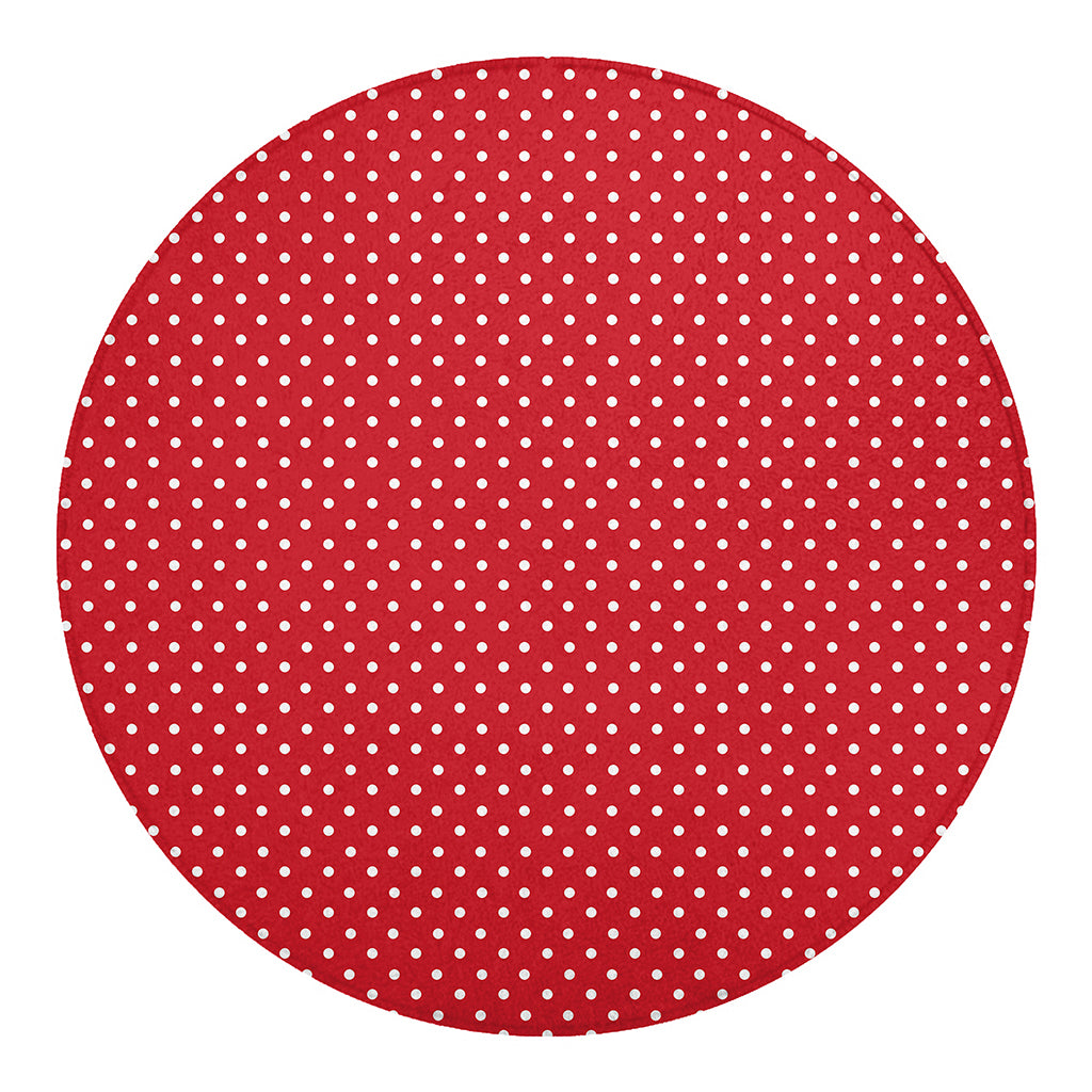 Red And White Christmas Dots Print Round Blanket