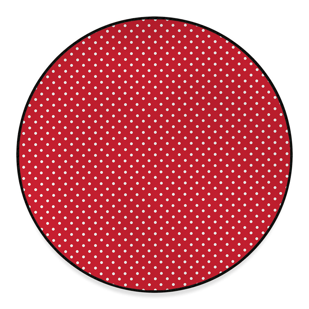 Red And White Christmas Dots Print Round Floor Mat