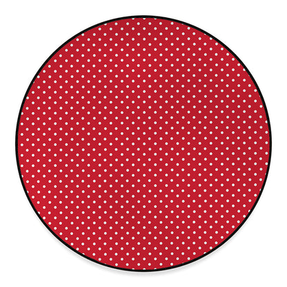 Red And White Christmas Dots Print Round Floor Mat