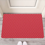 Red And White Christmas Dots Print Rubber Doormat