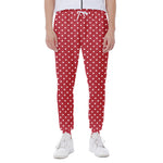 Red And White Christmas Dots Print Scuba Joggers