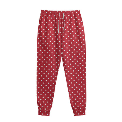 Red And White Christmas Dots Print Sweatpants