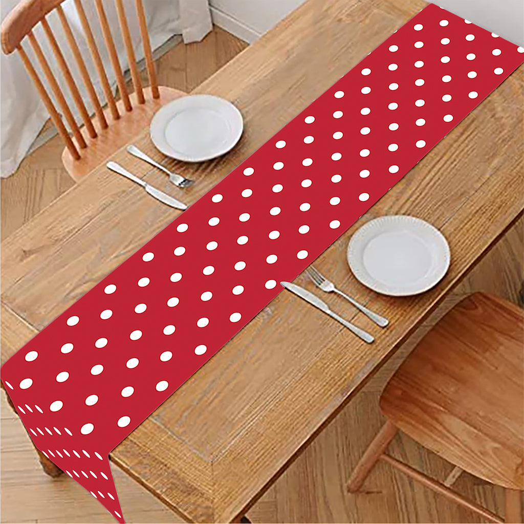 Red And White Christmas Dots Print Table Runner