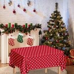 Red And White Christmas Dots Print Tablecloth