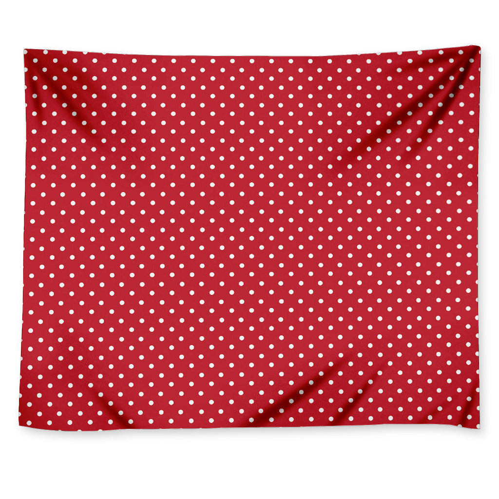 Red And White Christmas Dots Print Tapestry