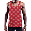 Red And White Christmas Dots Print Men's Workout Tank Top