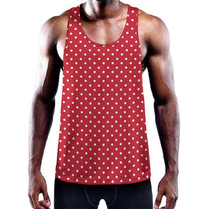 Red And White Christmas Dots Print Training Tank Top