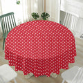 Red And White Christmas Dots Print Waterproof Round Tablecloth