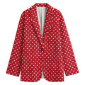 Red And White Christmas Dots Print Women's Cotton Blazer