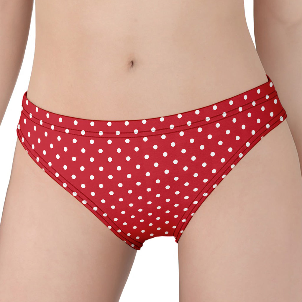 Red And White Christmas Dots Print Women's Panties