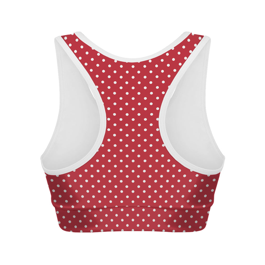 Red And White Christmas Dots Print Women's Sports Bra