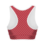 Red And White Christmas Dots Print Women's Sports Bra