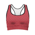 Red And White Christmas Dots Print Women's Sports Bra