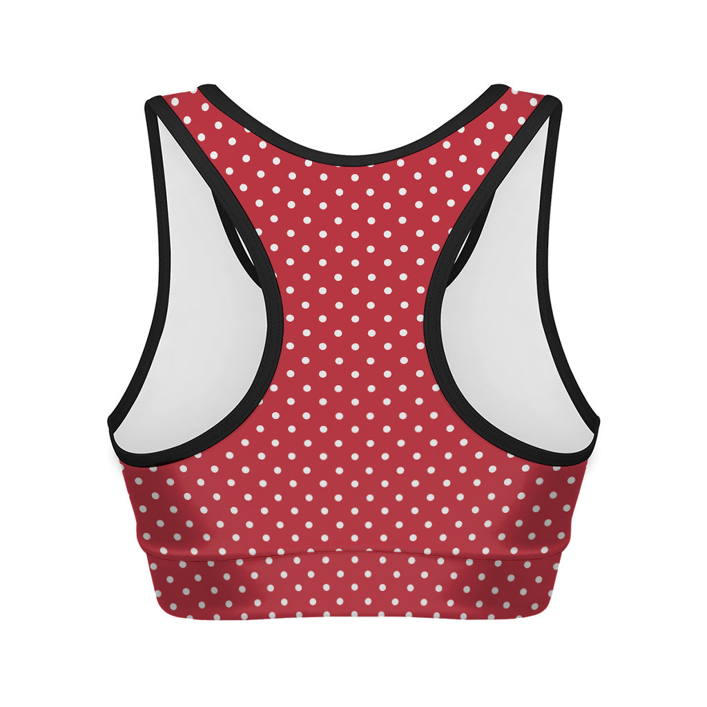 Red And White Christmas Dots Print Women's Sports Bra