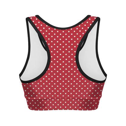 Red And White Christmas Dots Print Women's Sports Bra