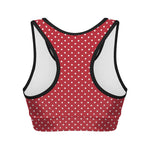 Red And White Christmas Dots Print Women's Sports Bra
