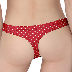 Red And White Christmas Dots Print Women's Thong