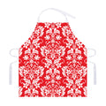 Red And White Damask Pattern Print Adjustable Apron