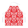 Red And White Damask Pattern Print Adjustable Apron