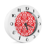 Red And White Damask Pattern Print Alarm Clock